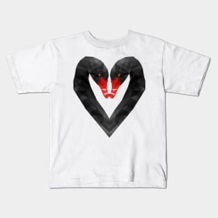 Geometric Black Swan Heart Kids T-Shirt